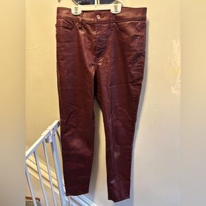 Express Coated High Waist Ankle Skinny Jean maroon